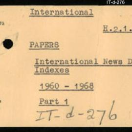 International Department - Papers - International News Digest Indexes - Part 1  1960 - 1968