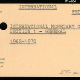 International Department - FEP I15 - International Monetary Crisis - Section 1 - General - 1968 - 1970