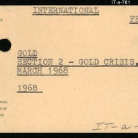 International Department - FEP G1 - Gold - Section 2 - Gold Crisis, March 1968