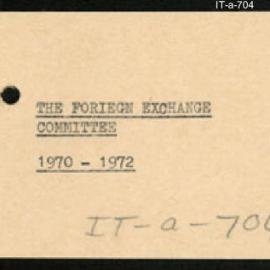 International Department - FEP F9 - Foreign Exchange Committee - 1970 - 1972