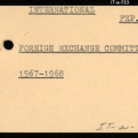International Department - FEP F9 - Foreign Exchange Committee - 1967 - 1968