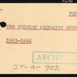 International Department - FEP F9 - Foreign Exchange Committee - 1963 - 1966