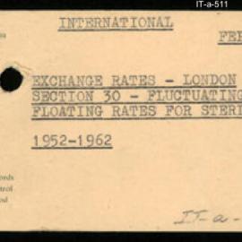 International Department - FEP E3 - Exchange Rates - London - Section 30 - Fluctuating / Floating Rates for Sterling - 1952 - 1962