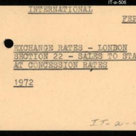 International Department - FEP E3 - Exchange Rates - London - Section 22 - Sales to Staff at Concession Rates - 1972