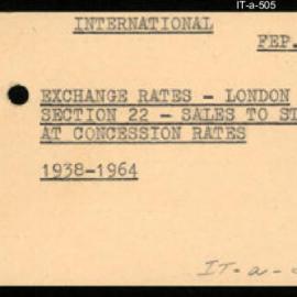 International Department - FEP E3 - Exchange Rates - London - Section 22 - Sales to Staff at Concession Rates - 1938-1964