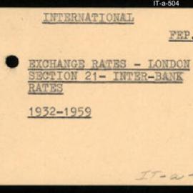 International Department - FEP E3 - Exchange Rates - London - Section 21 - Inter-Bank Rates - 1932-1959
