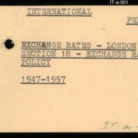 International Department - FEP E3 - Exchange Rates - London - Section 18 - Exchange Rate Policy - 1947-1957