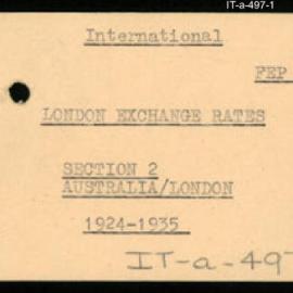 International Department - FEP E3 - Exchange Rates - London - Section 2 - Australia/London - 1924 - 1935