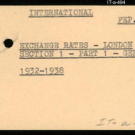 International Department - FEP E3 - Exchange Rates - London - Section 1 Part 1 - General  - 1932 - 1938