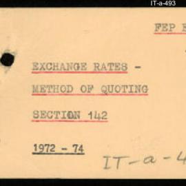 International Department - FEP E2 - Exchange Rates - Section 142 - Method of Quoting - 1972 - 1974