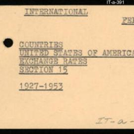 International Department - FEP C10 - Countries - United States of America - Exchange Rates - Section 15 - 1927 - 1953