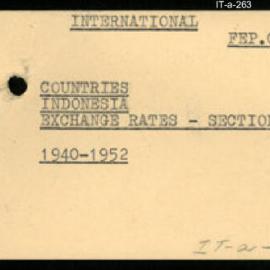 International Department - FEP C10 - Countries - Indonesia - Exchange Rates - Section 32 - 1940 - 1952