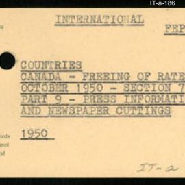 International Department - FEP C10 - Countries - Canada - Freeing of Rate, October 1950 - Section 7 - Part 9 - Press Information and Newspaper Cuttings - 1950