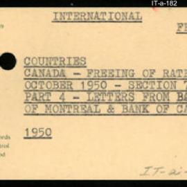 International Department - FEP C10 - Countries - Canada - Freeing of Rate, October 1950 - Section 7 - Part 4 - Letters from Bank of Montreal & Bank of Canada - 1950