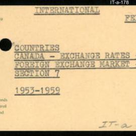 International Department - FEP C10 - Countries - Canada - Exchange Rates - Foreign Exchange Market - Section 7 - 1953-1959