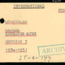International Department - FEP C10 - Countries - Canada - Exchange Rates - Section 7 - 1954-1957