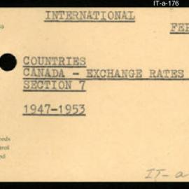 International Department - FEP C10 - Countries - Canada - Exchange Rates - Section 7 - 1947-1953