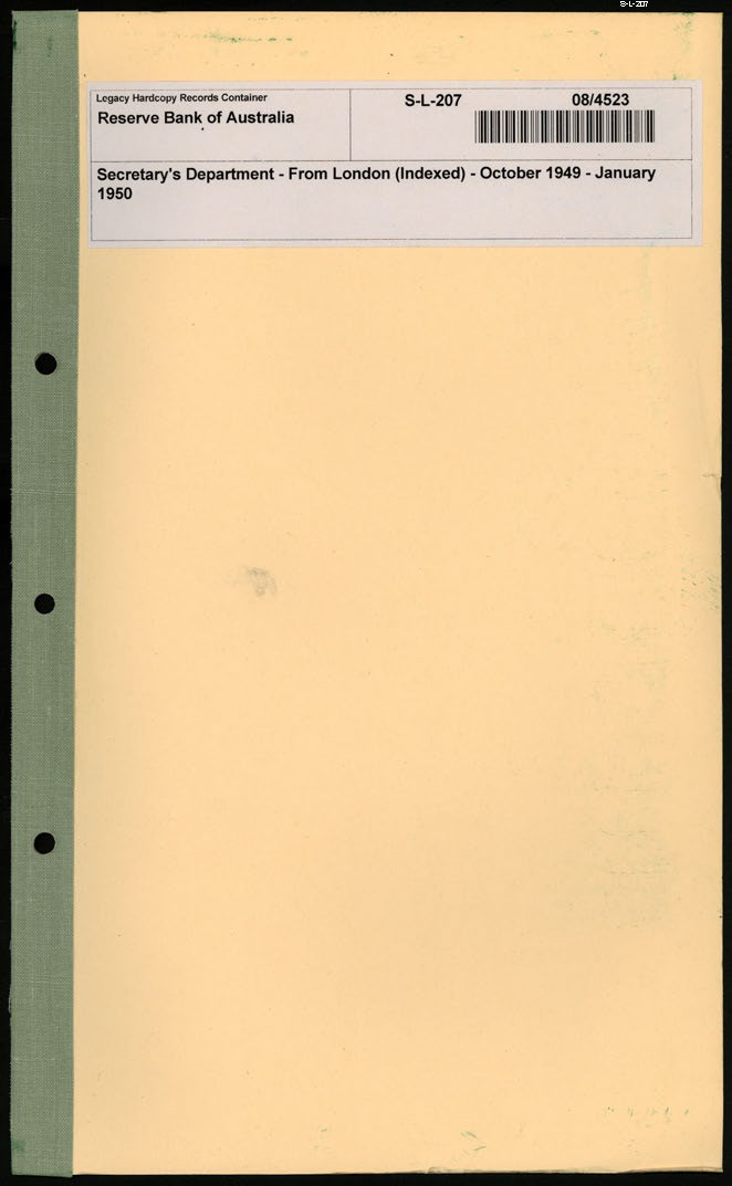 Secretary's Department - London Letters - From London (Indexed ...